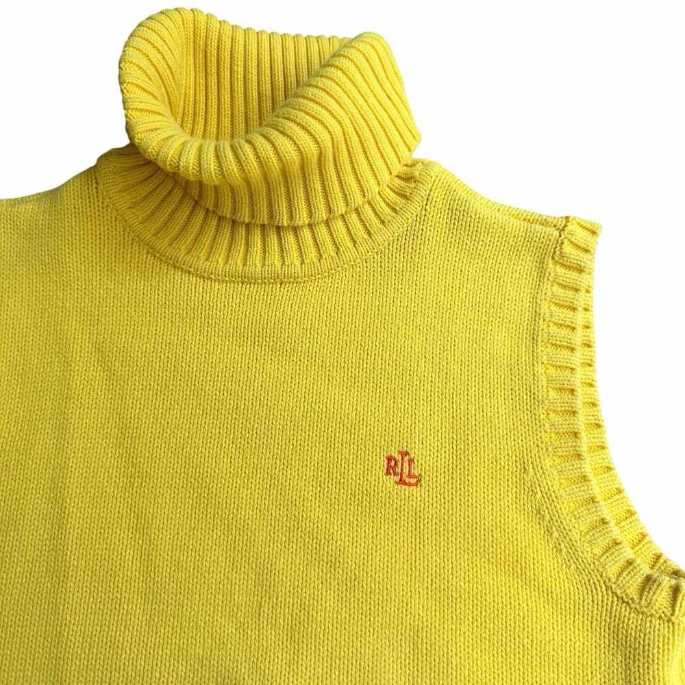 Lauren Ralph Lauren Women's Yellow Sleeveless Turtleneck Sweater Vest Size Small